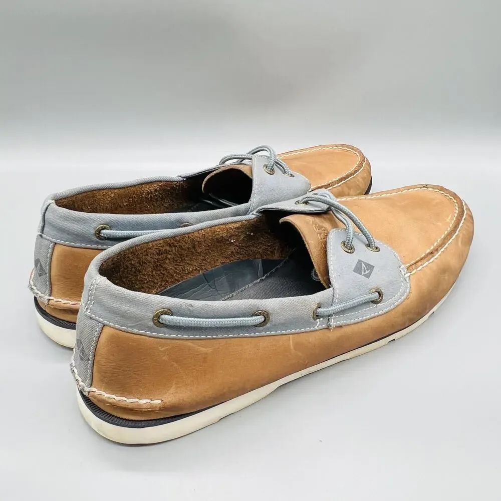 Sperry Shoes Mens 15 Brown Gray Leather Top Sider Boat Moc Toe Casual Comfort
